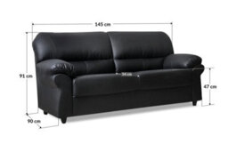 Rota Donna Exclusives Saga 2 Seater Coventry Leather Sofa In Black - thumbnail 2