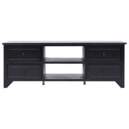 Berkfield Elegant Tv Cabinet Black 108X30X40 Cm Solid Paulownia Wood - thumbnail 1