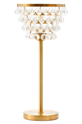 Orsina Glam Clear Crystal Table Lamp With Gold Metal Frame, Elegant Geometric Bedside Lamp, Accent Table Lamp - image 1