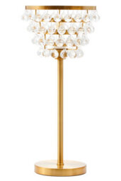 Orsina Glam Clear Crystal Table Lamp With Gold Metal Frame, Elegant Geometric Bedside Lamp, Accent Table Lamp - thumbnail 1