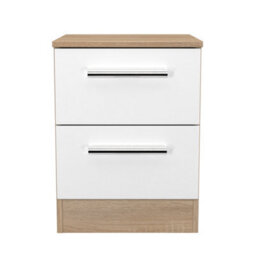 Trent 2 Drawer Compact Bedside Cabinet In White Matt & Black Matt (Ready Assembled) - thumbnail 2