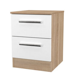 Trent 2 Drawer Compact Bedside Cabinet In White Matt & Black Matt (Ready Assembled) - thumbnail 4