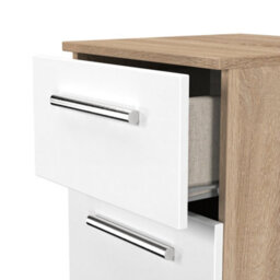 Trent 2 Drawer Compact Bedside Cabinet In White Matt & Black Matt (Ready Assembled) - thumbnail 6