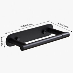 CLEFFNS Matte Black Toilet Roll Paper Holder Wall Mount For Bathroom 304 Stainless Steel Toilet Roll Holder, Toilet Tissue Roll Holder - thumbnail 2