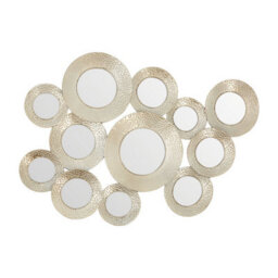 Orsina Hammered Silver Wall Mirror, Vintage Textured Finish Multi-Circle Wall Mirror, Entryway Accent Mirror