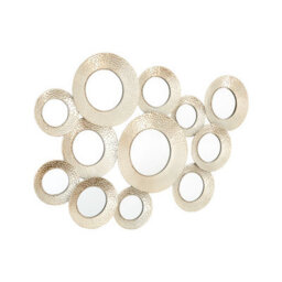Orsina Hammered Silver Wall Mirror, Vintage Textured Finish Multi-Circle Wall Mirror, Entryway Accent Mirror - thumbnail 2
