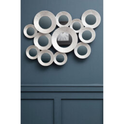 Orsina Hammered Silver Wall Mirror, Vintage Textured Finish Multi-Circle Wall Mirror, Entryway Accent Mirror - thumbnail 3