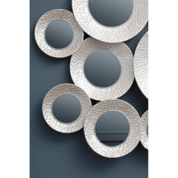 Orsina Hammered Silver Wall Mirror, Vintage Textured Finish Multi-Circle Wall Mirror, Entryway Accent Mirror - thumbnail 4