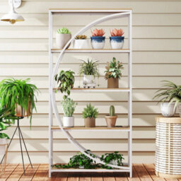 5 Tier Bookshelf Industrial Etagere Bookcase W/storage Shelves - thumbnail 6