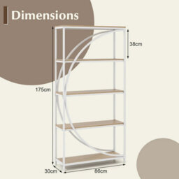 5 Tier Bookshelf Industrial Etagere Bookcase W/storage Shelves - thumbnail 2