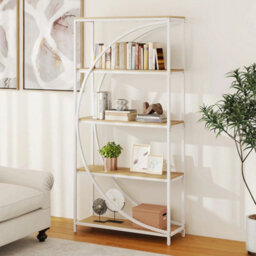 5 Tier Bookshelf Industrial Etagere Bookcase W/storage Shelves - thumbnail 3