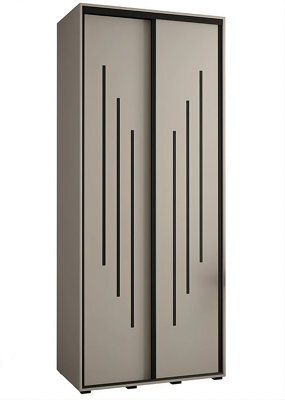 Arte Dakota Vi Sleek Cashmere & Black Sliding Door Wardrobe 1000mm H2350mm D600mm With Mirrored Door, Two Hanging Rails, Six Shelves - image 1