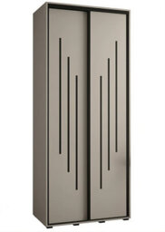 Arte Dakota Vi Sleek Cashmere & Black Sliding Door Wardrobe 1000mm H2350mm D600mm With Mirrored Door, Two Hanging Rails, Six Shelves - thumbnail 1