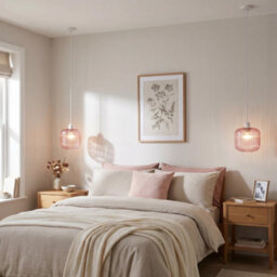 Happy Homewares Contemporary Soft Pink Glass Wide Ribbed Square Pendant Light Shade - thumbnail 6