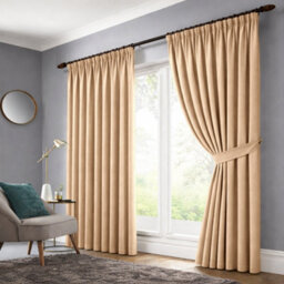 Bedlooms Beige Blackout Curtain Thermal Insulated Pencil Pleat Large Window Curtain (Pair) 90 X 90 Inches With Tie Backs - thumbnail 2