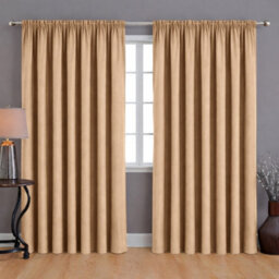 Bedlooms Beige Blackout Curtain Thermal Insulated Pencil Pleat Large Window Curtain (Pair) 90 X 90 Inches With Tie Backs - thumbnail 1