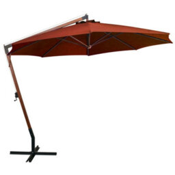 Berkfield Hanging Parasol With Pole Terracotta 3.5X2.9 M Solid Fir Wood - thumbnail 2
