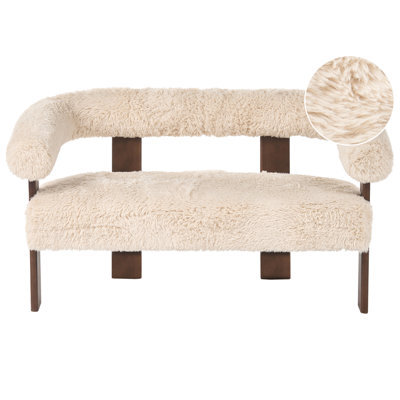 Beliani Sofa 2 Seater Ilbro Faux Fur Off-White/ Dark Brown - image 1