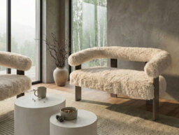 Beliani Sofa 2 Seater Ilbro Faux Fur Off-White/ Dark Brown - thumbnail 2