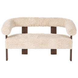 Beliani Sofa 2 Seater Ilbro Faux Fur Off-White/ Dark Brown - thumbnail 4