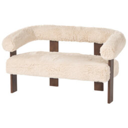 Beliani Sofa 2 Seater Ilbro Faux Fur Off-White/ Dark Brown - thumbnail 5