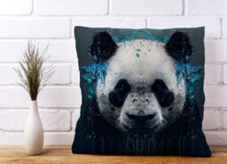 Warren Reed Designer Panda Face Splashart Dark Background Cushions 45Cm X 45Cm - thumbnail 2
