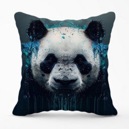Warren Reed Designer Panda Face Splashart Dark Background Cushions 45Cm X 45Cm - thumbnail 1