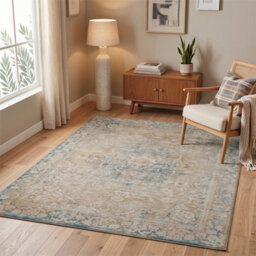 Vintage Foldable & Washable Rugs Non Slip Area Carpet Low Pile Soft Printed Floor Mat (140 X 200 Cm)