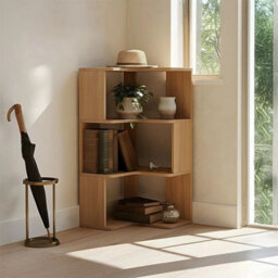 3 Tiers--94.8X39X39Cm Standing Book Shelves Corner Shelf Storage Wood Display Bookcase Unit - thumbnail 4