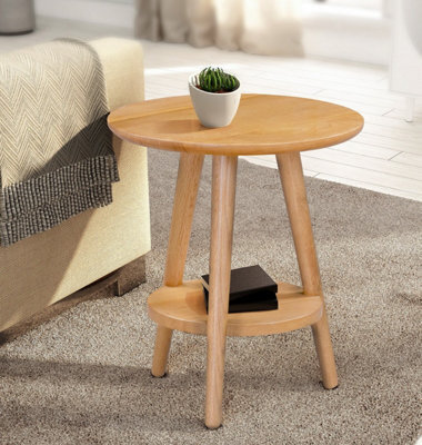 Hallowood Furniture Waverly Small Round Side Table With 3 Legs And Shelf - image 1
