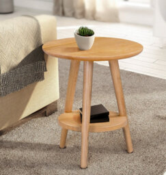 Hallowood Furniture Waverly Small Round Side Table With 3 Legs And Shelf - thumbnail 1