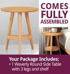 Hallowood Furniture Waverly Small Round Side Table With 3 Legs And Shelf - thumbnail 7