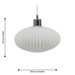 First Choice Lighting Set Of 2 Baton White Ribbed Glass Easy Fit Pendant Shades - thumbnail 6