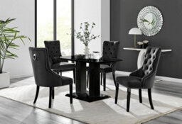 Furniturebox Imperia 4 Modern Black High Gloss Dining Table And 4 Black Belgravia Black Leg Chairs - thumbnail 1
