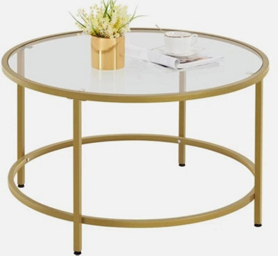 Glass Coffee Table Transparent Gold Sofa Table For Living Room For Small Space - image 1