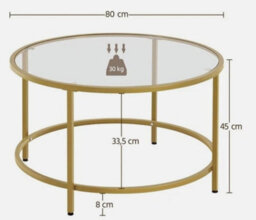 Glass Coffee Table Transparent Gold Sofa Table For Living Room For Small Space - thumbnail 3