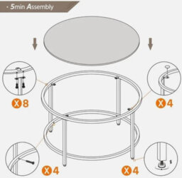 Glass Coffee Table Transparent Gold Sofa Table For Living Room For Small Space - thumbnail 7