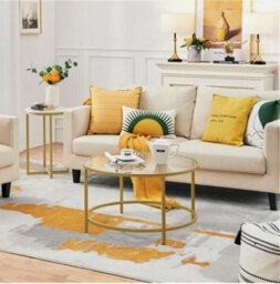 Glass Coffee Table Transparent Gold Sofa Table For Living Room For Small Space - thumbnail 4