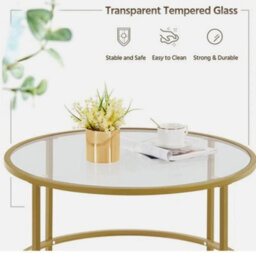 Glass Coffee Table Transparent Gold Sofa Table For Living Room For Small Space - thumbnail 5