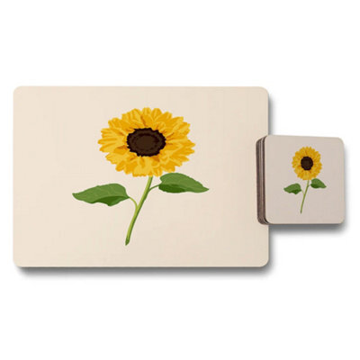 Benjamin Tate Design Sunflower Placemat And Coaster Set Wood Backing Designer Artwork Limited Edition Collection - image 1