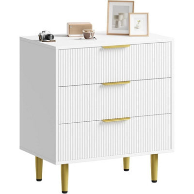 White Modern Bedside Cabinet 3 Drawer Chest Table Nightstand Bedroom Storage Unit - image 1
