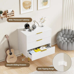 White Modern Bedside Cabinet 3 Drawer Chest Table Nightstand Bedroom Storage Unit - thumbnail 6