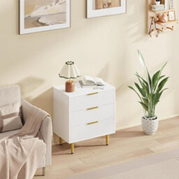 White Modern Bedside Cabinet 3 Drawer Chest Table Nightstand Bedroom Storage Unit - thumbnail 4