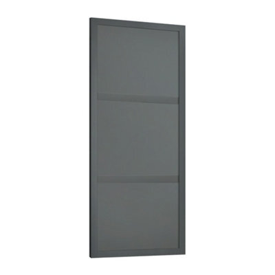 Spacepro Shaker 3 Panel Matt Graphite Sliding Wardrobe Door (H)2220mm (W)610mm - image 1
