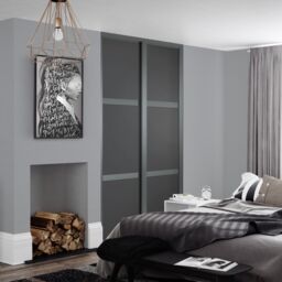 Spacepro Shaker 3 Panel Matt Graphite Sliding Wardrobe Door (H)2220mm (W)610mm - thumbnail 5