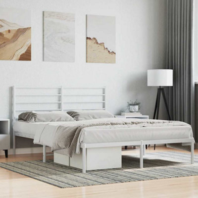 Walplus Metal Bed Frame Without Mattress With Headboard White 120X190Cm - image 1
