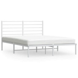 Walplus Metal Bed Frame Without Mattress With Headboard White 120X190Cm - thumbnail 2