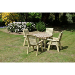 Churnet Valley Garden Furniture Ltd Churnet Valley 4-Seater Ergo Round Dining Set - Handmade Wooden Garden Furniture - thumbnail 3