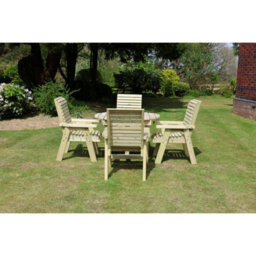 Churnet Valley Garden Furniture Ltd Churnet Valley 4-Seater Ergo Round Dining Set - Handmade Wooden Garden Furniture - thumbnail 5