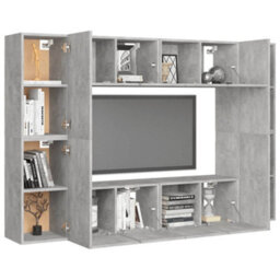 Berkfield 8 Piece Tv Cabinet Set Concrete Grey Engineered Wood - thumbnail 3
